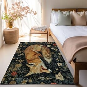 Inspired William Morris Fox Area Rug Kitchen Mat Non-Slip Oil Proof Floor Mat Livingroom Rug Indoor Outdoor Mat Bedroom Decor Bathroom Mat Entrance Rug Door Ma