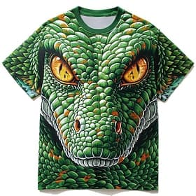 Men's Graphic Animal Dinosaur T Shirt Short Sleeve T shirt 3D Print Crew Neck Shirt Daily Designer Subculture Sports Outdoor Holiday Going out Brown Green Dark