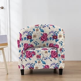 Club Chair Slipcover Barrel Chair Slipcover Tub Chair Cover Stretch Armchair Covers Sofa Cover Furniture Protector for Living Room Floral Printed