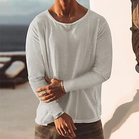 Per uomo Maglietta Camicia a Maniche Lunghe Manica Lunga Girocollo Primavera  Autunno Semplice Moda Designer Essenziale Vacanza Streetwear Uscire Nero Azzurro
