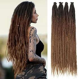 extensions dreadlock 24 pouces synthétique hippie simple extrémité dreads 15 brins ombre brun 0,6 cm largeur extensions loc style reggae crochet cheveux pour f