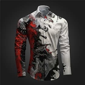 Men's Optical Illusion Button Up Shirt Printed Shirts Long Sleeve Subcultural Vacation Party Street Spring  Summer Turndown Print Button-Down Red Blue Purple G