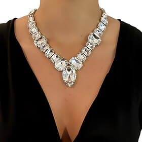 Pendant Necklace Rhinestones Women's Fashion Luxury Transparent Wedding Drops Necklace For Wedding Party