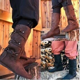 chaussures rétro vintage de la renaissance médiévale pirate chevalier ritter hommes unisexe événement d'Halloween / chaussures de mascarade de fête bottes médi