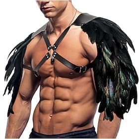 Punk  Gothic Mittelalterlich Renaissance Rüstung Nachthemd Schulterpanzer Krieger Ritter Wikinger Feder Kostüm Herren Vikinger Fantasie Karneval Maskerade Leis
