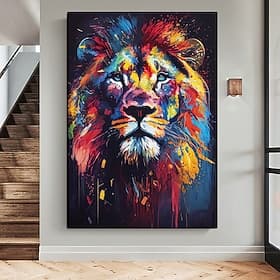 Large Lion Oil Painting on Canvas hand painted tiger Abstract Animal Canvas painting Wall Art Modern Impressionist Lion Artwork picture for Living Room bedroom