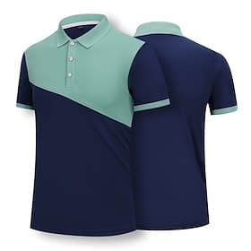 Homme Chemise de golf Polos de Golf Occasionnel Sports Revers Manche Courte Basique Moderne Bloc de Couleur Patchwork Boutons Printemps  Été Coupe régulière Ja