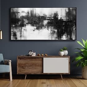 Handmade Oil Painting Canvas Wall Art Decoration Black and White Modern Simple Hand-Painted Abstract Decorative Picture for Home Living Room Decor Rolled Frame