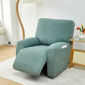 Jacquard Recliner Covers Slipcovers Lazyboy Covers Couch Chair Cover 4-Pcs Set, Non Slip Reclining with Storage Pockets Furniture Protector for Living Room