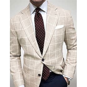 Men's Graduation Blazer Cocktail Attire Formal Evening Wedding Party Birthday Party Fashion Casual Spring   Fall Polyester Plaid / Check Pocket Casual / Daily