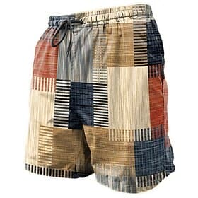 Men's Graphic Plaid Color Block Swim Shorts Board Shorts Swimming Trunks Mid Waist Fashion Streetwear Designer Casual Daily Holiday Pocket Drawstring Elastic W