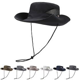 Men's Bucket Hat Sun Hat Black Navy Blue Polyester Mesh Drawstring Fashion Casual Street Daily Plain Adjustable Sunscreen Breathable