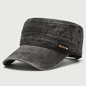 Men's Flat Cap Baseball Cap Military Cap Cadet Hat Black Brown Polyester / Cotton Blend Vintage Fashion Casual Street Daily Plain Adjustable Sunscreen Breathab