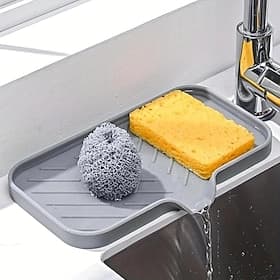 1pc Multipurpose Silicone Sink Organizer - Drainable Soap Dish with Brush and Sponge Holder for Kitchen  Bathroom