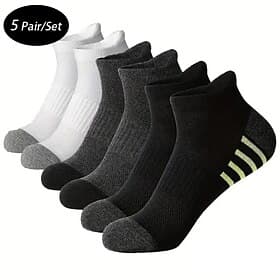 Men's 5 Pack Multi Packs Socks Ankle Socks Low Cut Socks Running Socks Casual Socks Black White Color Color Block Sports  Outdoor Daily Vacation Basic Medium S thumbnail 2