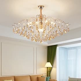 Lustre LED 42/50/60/80/100 cm 5/8/10/12/15 ampoule non incluse finition galvanisée cristal métal style contemporain moderne chambre salle à manger mini pendent