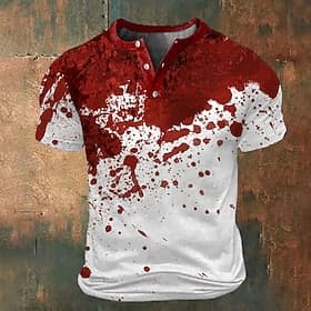 Graphic Blood stains Sports Fashion Exaggerated Men's T shirt Tee Street Sports Outdoor T shirt Red Blue Green Crew Neck Shirt Summer Spring Clothing Apparel S