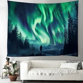 Aurora Northern Lights Hanging Tapestry Wall Art Large Tapestry Mural Decor Photograph Backdrop Blanket Curtain Home Bedroom Living Room Decoration