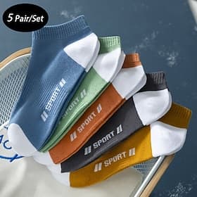 Men's 5 Pack Multi Packs Socks Ankle Socks Low Cut Socks Rainbow Color Color Block Sports  Outdoor Daily Vacation Basic Medium Spring Fall Fashion Casual
