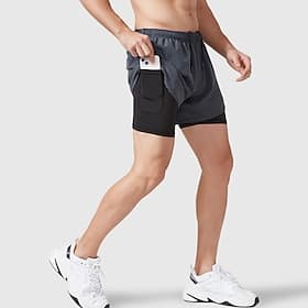 Per uomo Shorts da corsa Shorts da Palestra Shorts da Tuta Tasca 2 in 1 Fascia Elastica Pantaloncini Interno All'aperto Sport  Outdoor Estate Asciugatura Rapid
