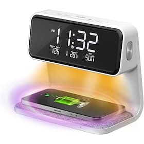sveglia con ricarica wireless lampada touch da comodino sveglie camere da letto luce notturna display a led dimmerabile stazione di ricarica wireless veloce co