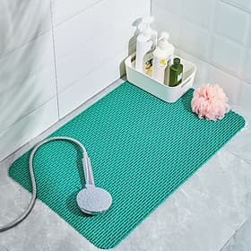 Shower Mats with Drain Hole - Non-Slip Bathtub Mat for Bathroom, Anti-Mildew, Quick-Drying, Comfortable and Safe for Kids and Elderly