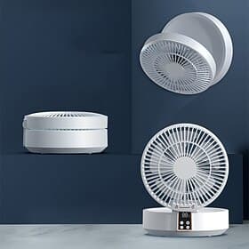 Desktop Fan with Remote, Portable Rechargeable LED Light Fan Air Cooler Mini Desk USB Fan with 3 Speeds, 120 Degree Rotation, Quiet Operation, Great for Bedfro