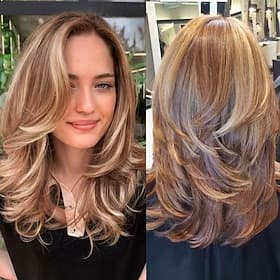 Long Layered Wig Blonde Layered Wigs 16Inch Natural Wave Hair Wig for Women Daily Party Use Fashion Hair Replacement Wigs Synthetic (16Inch, Brown Mixed Blonde