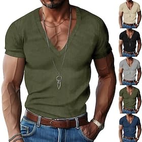 Homme T-shirt Chemise en velours côtelé Débardeur Musclé T-shirt en tricot côtelé Manche Courte Col ras du cou Couleur Unie Rayures Mode Velours Côtelé Vacance