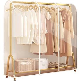 Clear Garment Rack Cover Dustproof Clothes Rack Cover with Zipper Clothes Hanging Rack Cover Clothing Storage Protector Waterproof