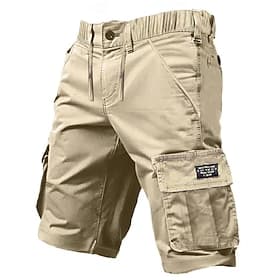 Men's Cargo Shorts Shorts Hiking Shorts Buttons Drawstring Elastic Waist Plain Wearable Short Outdoor Daily Camping  Hiking Fashion Classic Black Army Green