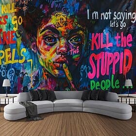 Street Graffiti Trippy Hanging Tapestry Wall Art Large Tapestry Mural Decor Photograph Backdrop Blanket Curtain Home Bedroom Living Room Decoration