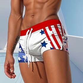 Men's Flag 4th of July U.S. 250th Anniversary American Flag Swim Trunks Swim Shorts Board Shorts Mid Waist Fashion Designer Beach Holiday Swimming Pool Drawstr