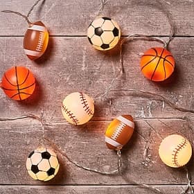Football String Lights Sport Ball String Lights World Soccer USB or Battery Operated 1.5M 3M 6M Fairy Lights Mix Baseball Basketball Football Soccer LED Lights
