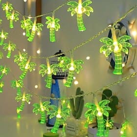 Summer LED String Lights, Warm White Coconut Palm/Flamingo/Pineapple String Lights - Battery Operated for Indoor/Outdoor Decor, Perfect for Weddings, Birthdays