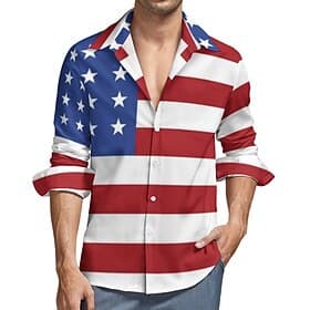 250th Anniversary USA Blouse / Shirt USA Flag Cosplay Adults' Men's Semiquincentennial Independence Day / the Fourth of July July 4 Party Performance Dress Up