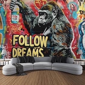 Street Graffiti Astronaut Hanging Tapestry Wall Art Large Tapestry Mural Decor Photograph Backdrop Blanket Curtain Home Bedroom Living Room Decoration