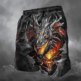 Men's Dragon Skeleton Sweat Pants Swim Shorts Board Shorts Mid Waist Vintage Designer Punk  Gothic Casual Club Holiday Designer Clothing Apparel