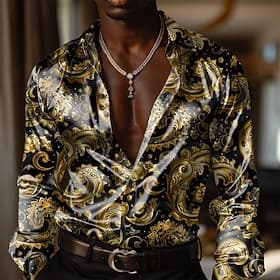 Homme Baroque Chemise Chemise boutonnée manche longue Mode Décontractée du quotidien Soirée Eté Printemps Automne Col rabattu Chemises à col Boutons Imprimer J