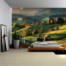 Countryside Landscape Hanging Tapestry Wall Art Large Tapestry Mural Decor Photograph Backdrop Blanket Curtain Home Bedroom Living Room Decoration