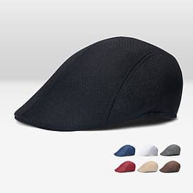 Men's Flat Cap Beret Hat Ascot Hat Newsboy Hat Black White Linens Fashion Casual British Street Daily Plain Adjustable Breathable