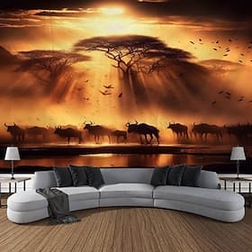 African Safari Wild Animals Hanging Tapestry Wall Art Large Tapestry Mural Decor Photograph Backdrop Blanket Curtain Home Bedroom Living Room Decoration