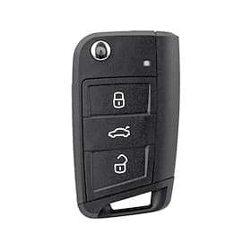 3 Button Flip Remote Car Key Shell Case Replacement, Foldable Keyless Entry Fob Cover with Uncut Blade, Durable Key Housing for Volkswagen VW MK7 Golf Seat Sko