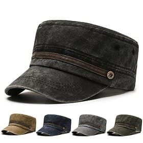 Men's Flat Cap Sun Hat Trucker Hat Navy Blue khaki Cotton Fashion Casual Street Daily Solid Color Adjustable Sunscreen Breathable