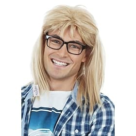 Garth Wig 90s Guitar Rocker Blonde Mullet Wig Mens 80s Punk Heavy Metal Blonde Mullet Wigs Compatible Garth Wig  for Carnival Halloween Wigs