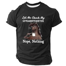 Men's 'Let Me Check My GIVEASHITOMETER Nope, Nothing' Funny Graphic T-Shirt Wordplay Short Sleeve