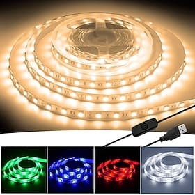 usb led streifen usb mit schalter steuerung usb tv backlight bar multicolor 5050 smd 60led / meter warmweiß rot blau