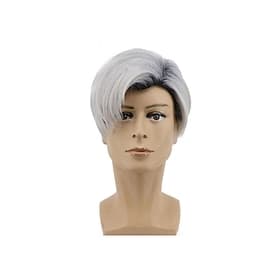 Cosplay Wigs Silver Dark Gray Yaki Straight Synthetic Hair Short Wigs Men's Wigs For Party
