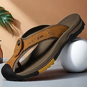 Men's Brown Outdoor Flip-Flops with Durable Sole – Comfortable and Lightweight Sandals for Hiking, Beach, and Casual Wear