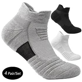 Men's 4 Pairs Multi Packs Socks Running Socks Casual Socks Black White Color Plain Vacation Sports  Outdoor Daily Basic Medium Spring Fall Fashion Casual